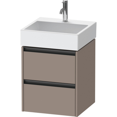 Duravit Ketho 2 wastafelonderbouwkast - 2 laden - 48.4x46x54.9cm - grepen antraciet - basalt mat