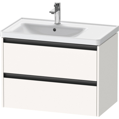 Duravit Ketho 2 wastafelonderbouwkast met 2 laden voor waskom links 78.4x45.5x54.9cm met grepen antraciet wit supermat