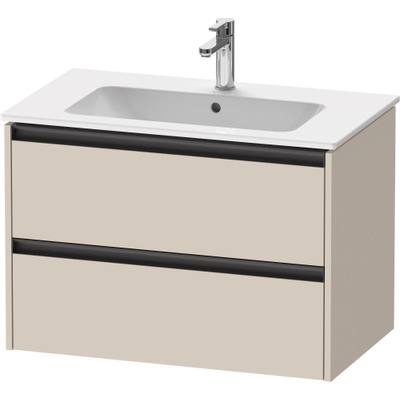 Duravit Ketho 2 wastafelonderbouwkast met 2 laden 81x48x55cm met grepen antraciet taupe supermat