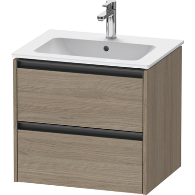 Duravit Ketho 2 wastafelonderbouwkast met 2 laden 61x48x55cm met grepen antraciet eiken terra mat