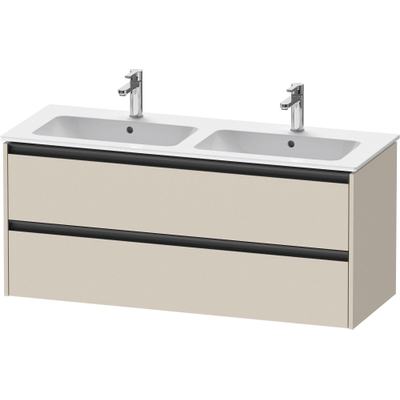 Duravit Ketho 2 wastafelonderbouwkast met 2 laden voor dubbele wastafel 128x48x55cm met grepen antraciet taupe supermat