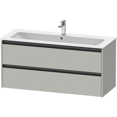 Duravit Ketho 2 wastafelonderbouwkast met 2 laden voor enkele wastafel 121x48x55cm met grepen antraciet betongrijs mat