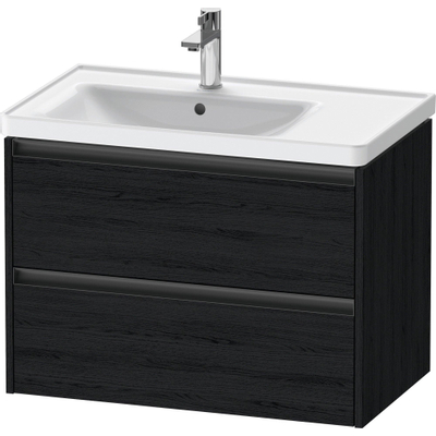 Duravit Ketho 2 wastafelonderbouwkast met 2 laden voor waskom links 78.4x45.5x54.9cm met grepen antraciet eiken zwart mat