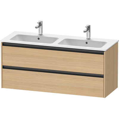 Duravit Ketho 2 wastafelonderbouwkast met 2 laden voor dubbele wastafel 128x48x55cm met grepen antraciet natuur eiken mat