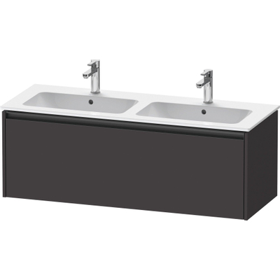 Duravit Ketho 2 wastafelonderbouwkast met 1 lade voor dubbele wastafel 128x48x44cm met greep antraciet grafiet supermat