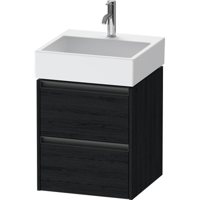 Duravit Ketho 2 wastafelonderbouwkast met 2 laden 48.4x46x54.9cm met grepen antraciet eiken zwart mat