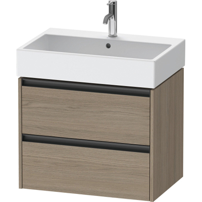 Duravit Ketho 2 wastafelonderbouwkast met 2 laden 68.4x46x54.9cm met grepen antraciet eiken terra mat