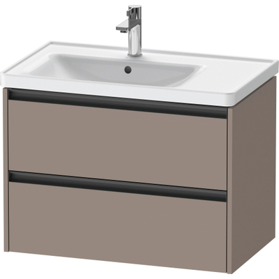 Duravit Ketho 2 wastafelonderbouwkast met 2 laden voor waskom links 78.4x45.5x54.9cm met grepen antraciet basalt mat