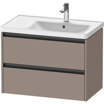 Duravit Ketho 2 wastafelonderbouwkast met 2 laden voor waskom rechts 78.4x45.5x54.9cm met grepen antraciet basalt mat