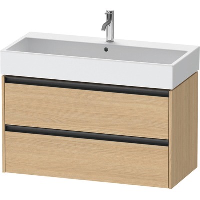 Duravit Ketho 2 wastafelonderbouwkast met 2 laden 98.4x46x54.9cm met grepen antraciet natuur eiken mat