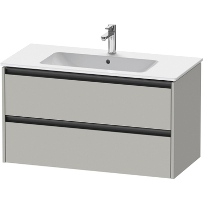 Duravit Ketho 2 wastafelonderbouwkast met 2 laden 101x48x55cm met grepen antraciet betongrijs mat