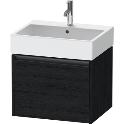 Duravit Ketho 2 wastafelonderbouwkast met 1 lade 58.4x46x44cm met greep antraciet eiken zwart mat