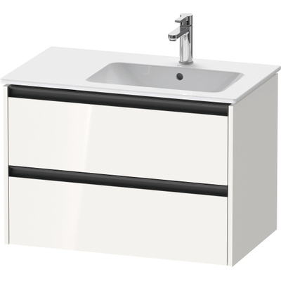 Duravit Ketho 2 wastafelonderbouwkast met 2 laden voor waskom rechts 81x48x54.9cm met grepen antraciet hoogglans wit