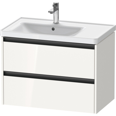 Duravit Ketho 2 wastafelonderbouwkast met 2 laden voor waskom links 78.4x45.5x54.9cm met grepen antraciet hoogglans wit