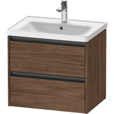 Duravit Ketho 2 wastafelonderbouwkast met 2 laden 63.4x45.5x54.9cm met grepen antraciet donker noten mat