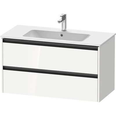 Duravit Ketho 2 wastafelonderbouwkast met 2 laden 101x48x55cm met grepen antraciet hoogglans wit