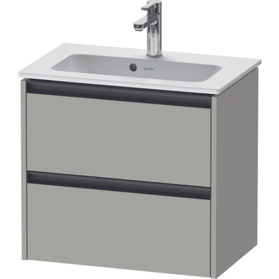 Duravit Ketho 2 wastafelonderbouwkast met 2 laden 61x39x54.9cm met grepen antraciet betongrijs mat