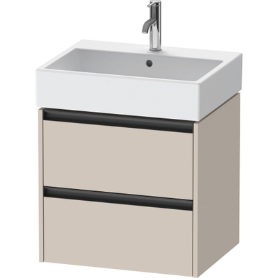 Duravit Ketho 2 wastafelonderbouwkast - 2 laden - 58.4x46x54.9cm - grepen antraciet - taupe mat