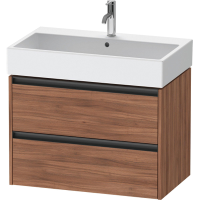 Duravit Ketho 2 wastafelonderbouwkast met 2 laden 78.4x46x54.9cm met grepen antraciet noten mat