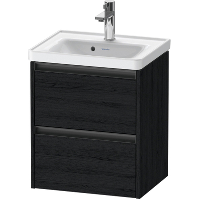 Duravit Ketho 2 Wastafelonderkast - 2 laden - 48.4x37.5x54.9cm - grepen antraciet - eiken zwart mat