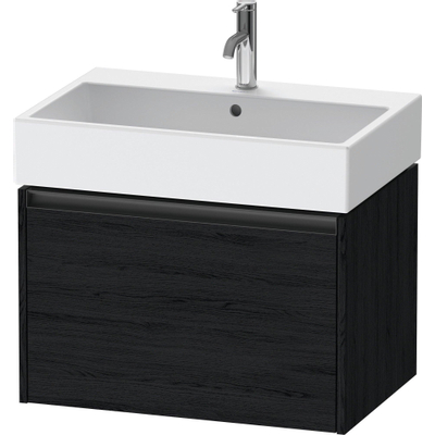 Duravit Ketho 2 wastafelonderbouwkast met 1 lade 68.4x46x44cm met greep antraciet eiken zwart mat