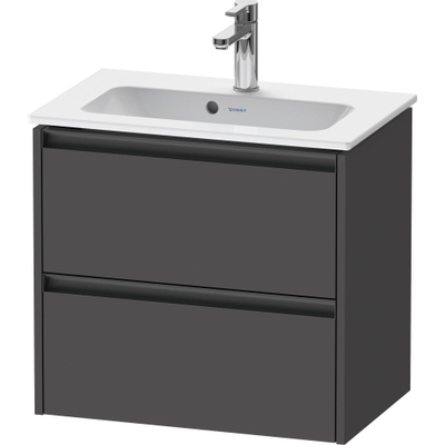 Duravit Ketho 2 wastafelonderbouwkast met 2 laden 61x39x54.9cm met grepen antraciet grafiet mat