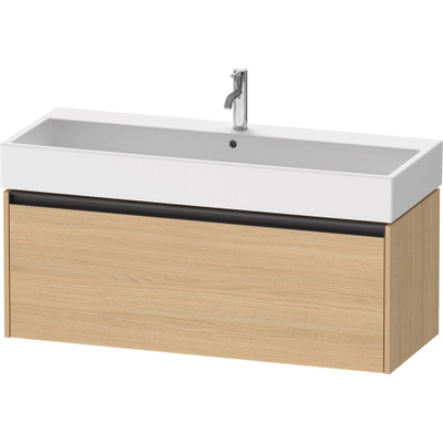 Duravit Ketho 2 wastafelonderbouwkast met 1 lade voor enkele wastafel 118.4x46x44cm met greep antraciet natuur eiken mat