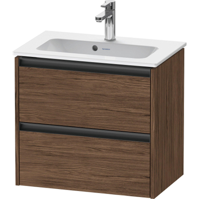 Duravit Ketho 2 wastafelonderbouwkast met 2 laden 61x39x54.9cm met grepen antraciet donker noten mat