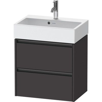 Duravit Ketho 2 Wastafelonderkast - 2 laden - 58.4x39x54.9cm - grepen antraciet - grafiet supermat