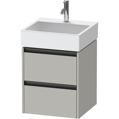 Duravit Ketho 2 wastafelonderbouwkast - 2 laden - 48.4x46x54.9cm - grepen antraciet - betongrijs mat