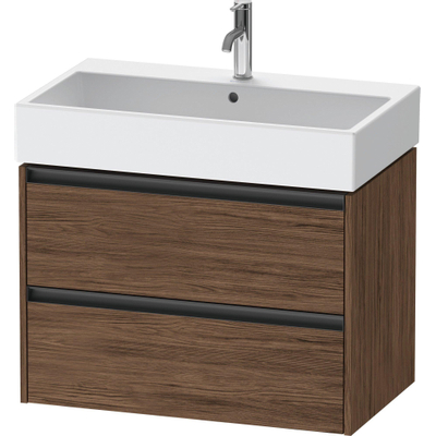 Duravit Ketho 2 wastafelonderbouwkast met 2 laden 78.4x46x54.9cm met grepen antraciet donker noten mat