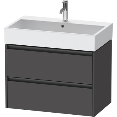 Duravit Ketho 2 wastafelonderbouwkast met 2 laden 78.4x46x54.9cm met grepen antraciet grafiet mat