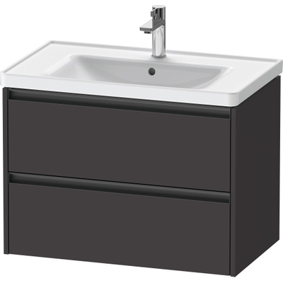 Duravit Ketho 2 wastafelonderbouwkast met 2 laden 78.4x45.5x54.9cm met grepen antraciet grafiet supermat