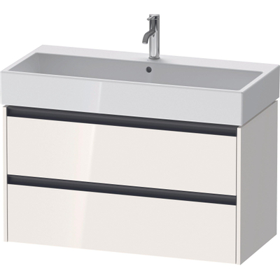 Duravit Ketho 2 wastafelonderbouwkast met 2 laden 98.4x46x54.9cm met grepen antraciet hoogglans wit