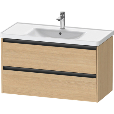 Duravit Ketho 2 wastafelonderbouwkast met 2 laden 98.4x45.5x54.9cm met grepen antraciet natuur eiken mat