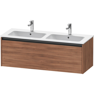 Duravit Ketho 2 wastafelonderbouwkast met 1 lade voor dubbele wastafel 128x48x44cm met greep antraciet noten mat