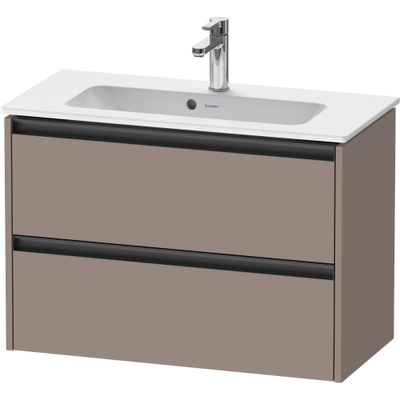 Duravit Ketho 2 wastafelonderbouwkast met 2 laden 81x39x54.9cm met grepen antraciet basalt mat