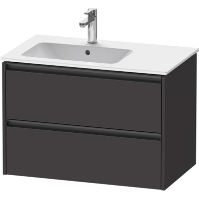 Duravit Ketho 2 wastafelonderbouwkast met 2 laden voor waskom links 81x48x54.9cm met grepen antraciet grafiet supermat