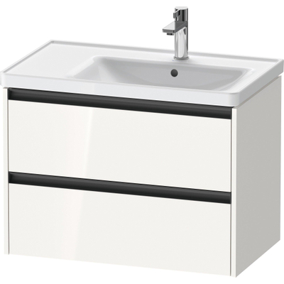 Duravit Ketho 2 wastafelonderbouwkast met 2 laden voor waskom rechts 78.4x45.5x54.9cm met grepen antraciet hoogglans wit