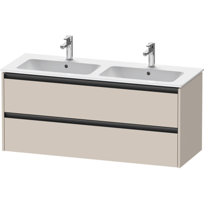 Duravit Ketho 2 wastafelonderbouwkast met 2 laden voor dubbele wastafel 128x48x55cm met grepen antraciet taupe mat