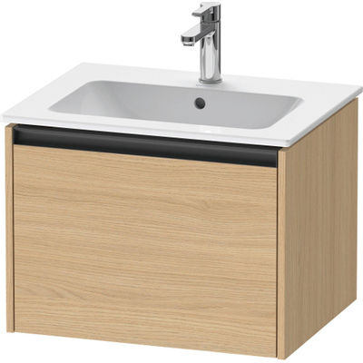 Duravit Ketho 2 wastafelonderbouwkast met 1 lade 61x48x44cm met greep antraciet natuur eiken mat