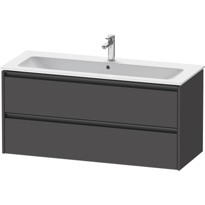 Duravit Ketho 2 wastafelonderbouwkast met 2 laden voor enkele wastafel 121x48x55cm met grepen antraciet grafiet mat