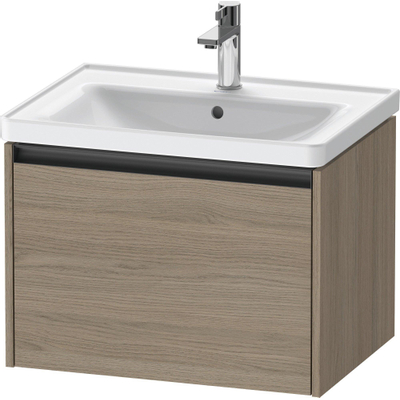 Duravit Ketho 2 wastafelonderbouwkast met 1 lade 63.4x45.5x44cm met greep antraciet eiken terra mat