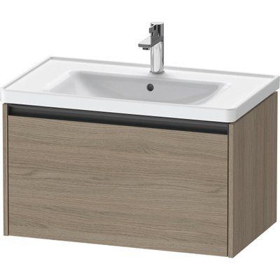 Duravit Ketho 2 wastafelonderbouwkast met 1 lade 78.4x45.5x44cm met greep antraciet eiken terra mat