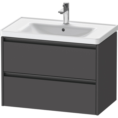 Duravit Ketho 2 wastafelonderbouwkast met 2 laden 78.4x45.5x54.9cm met grepen antraciet grafiet mat