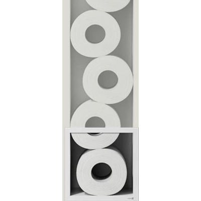 Looox Closed Inbouw Reserverolhouder 17.3x74x14cm - 6 rollen - Mat wit TWEEDEKANS
