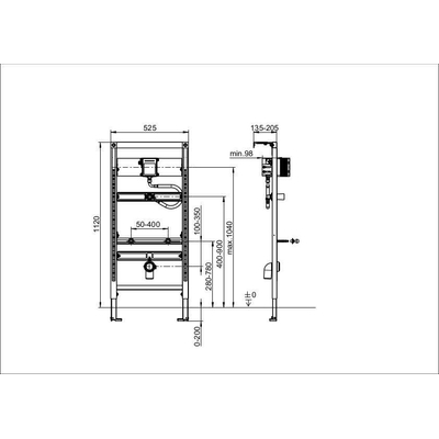 Villeroy & Boch Viconnect urinoir-element H1120mm 52.5x112x9.8cm zelfdragend