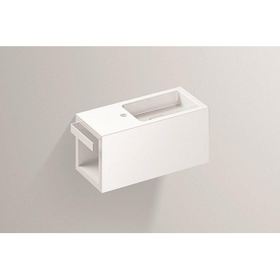 Alape WP.XS2 fonteinmeubel met plug 60x26.8cm zonder overloop kraang. links kom rechts wit