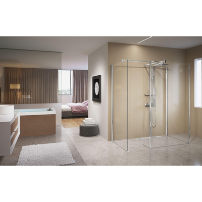 Novellini Kuadra zijpaneel HL 70x200cm voor inloopdouche H chroom profiel met helder glas