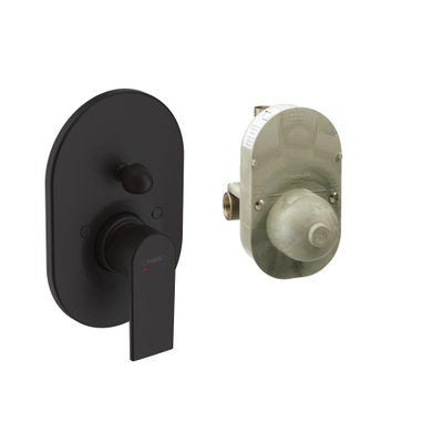 Hansgrohe Vernis Shape afbouwdeel v. inbouw badkraan m. omstel incl. inbouwdeel mat zwart